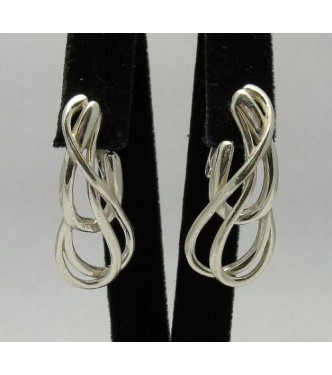 E000297 Stylish Sterling Silver Earrings Solid 925