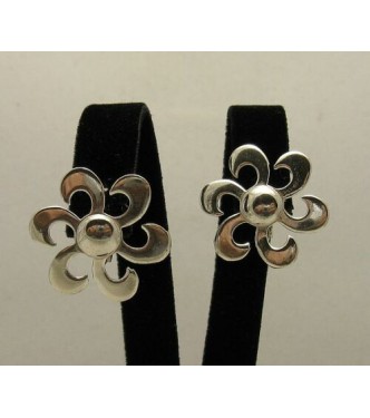 STYLISH STERLING SILVER EARRINGS SOLID 925 FLOWERS FRENCH CLIP NEW