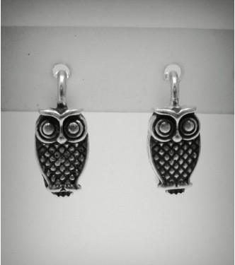 STERLING SILVER EARRINGS SOLID 925 OWL NEW FRENCH CLIP E000469 EMPRESS