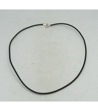 N000006 LEATHER STRIP 2MM ROUND  STERLING SILVER CLASPS 50CM