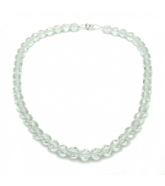 N000275C Sterling Silver Necklace Solid 925 Ball  Crystals