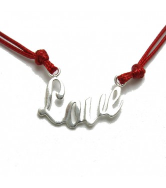 N000279R Sterling silver necklace Love with red string genuine hallmarked 925