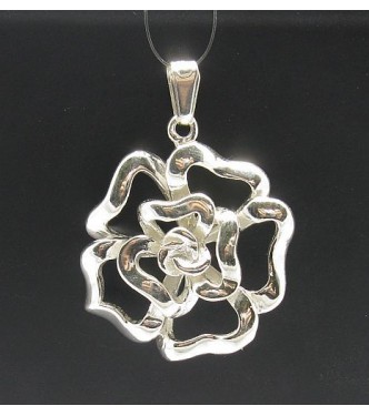PE000174 Stylish Sterling silver pendant 925 Huge Flower solid