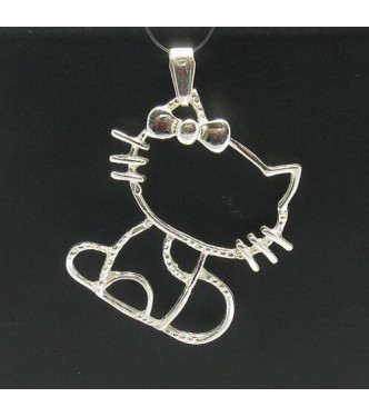 PE000272 Stylish Sterling silver pendant 925 cat charm solid