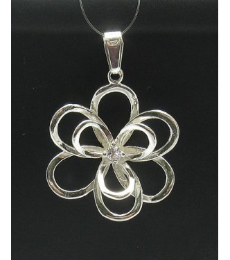 PE000295 Stylish Sterling silver pendant 925 charm flower cz solid