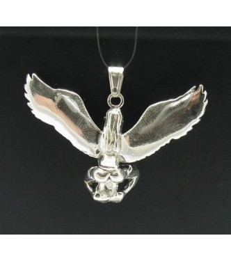 PE000409 Stylish Sterling silver pendant 925 skull woman wings biker