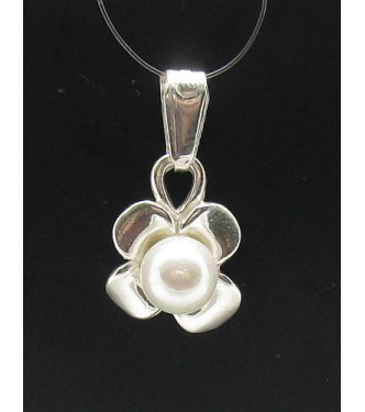 PE000506 Stylish Sterling silver pendant 925 solid Flower pearl