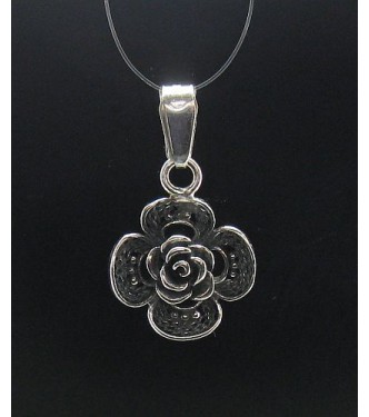 PE000533 Sterling silver pendant charm flower 925 solid