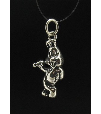 PE000555 Sterling silver pendant charm rabbit 925 solid