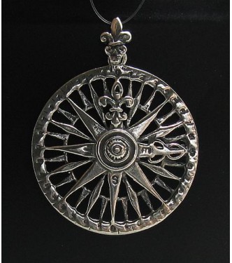 PE000692 Sterling silver pendant solid 925 Compass