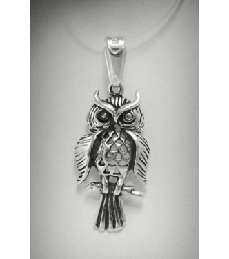 PE000862 Sterling Silver Pendant Charm Solid 925 Owl