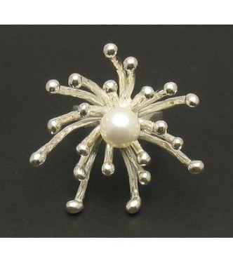 R000569 Extravagant Sterling Silver Ring Pearl Solid 925 Perfect Quality Empress