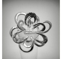 R001266 Extravagant Sterling Silver Ring Solid 925 Flower Adjustable Size Handmade