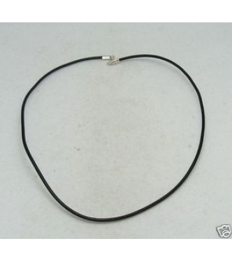 N000006 LEATHER STRIP 2MM ROUND  STERLING SILVER CLASPS 40CM