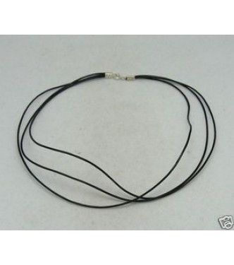 N000007 LEATHER STRIP TRIPLE WITH  STERLING SILVER CLASPS 45CM