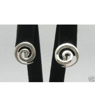 E000281 Sterling Silver Earrings Solid Whirlpool 925