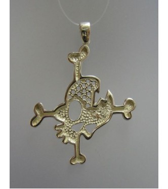 PE000795 Sterling Silver Pendant Solid 925 Scull Crossbones