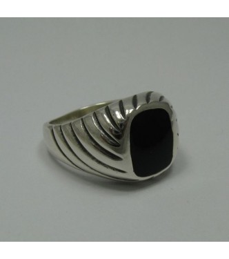 R001206 Sterling Silver Ring Solid 925 Black Enamel Men Perfect Quality Empress R001206