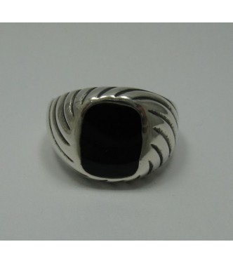 R001206 Sterling Silver Ring Solid 925 Black Enamel Men Perfect Quality Empress R001206