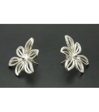 E000149-P Sterling Silver Earrings Solid Flowers Handmade 925