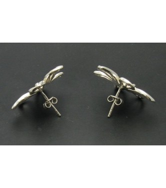 E000149-P Sterling Silver Earrings Solid Flowers Handmade 925