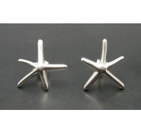 E000178 Sterling Silver Earrings Solid Sea Star 925