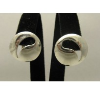 E000150 Sterling Silver Earrings Solid 925 Ying Yang French Clip