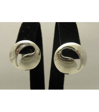 E000150 Sterling Silver Earrings Solid 925 Ying Yang French Clip
