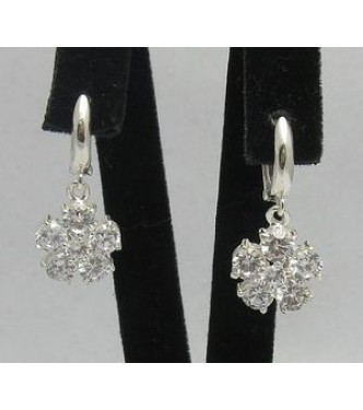 E000856 Sterling Silver Earrings With 6 Cubic Zirconia Solid Hallmarked 925 Handmade