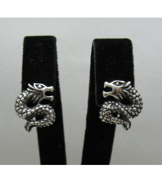 E000442 Sterling silver earrings Dragon solid hallmarked 925 handmade