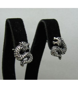 E000442 Sterling silver earrings Dragon solid hallmarked 925 handmade