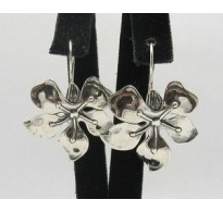 E000292 Sterling Silver Earrings Solid Flower Handmade 925