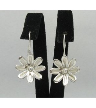 E000213 Sterling Silver Earrings Solid Flower 925