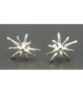 E000290 Sterling Silver Earrings Solid Frower 925