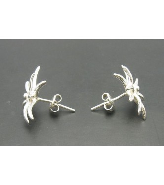 E000290 Sterling Silver Earrings Solid Frower 925