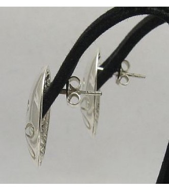 E000147 Sterling Silver Earrings Solid Flowers 925
