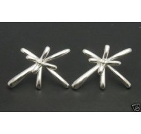 E000212 Sterling Silver Earrings Solid Flower Handmade 925