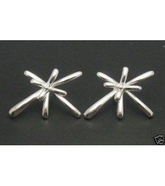 E000212 Sterling Silver Earrings Solid Flower Handmade 925