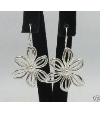 E000149-H Sterling Silver Earrings Solid Flowers Lotus 925