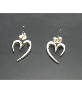 E000240 Sterling Silver Earrings Solid Heart 925