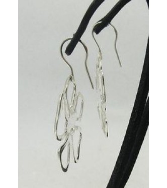 E000208 Sterling Silver Earrings Solid Huge Flower 925