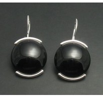 E000173 Sterling Silver Earrings Solid Natural Black Onyx 925
