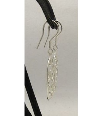 E000197 Sterling Silver Earrings Solid Flowers Ellipse 925
