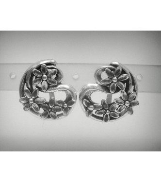 STERLING SILVER EARRINGS SOLID 925 FLOWERS FRENCH CLIP NEW E000463 EMPRESS