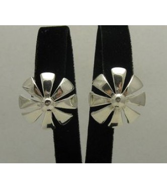E000157 Sterling Silver Earrings Solid Flower 925
