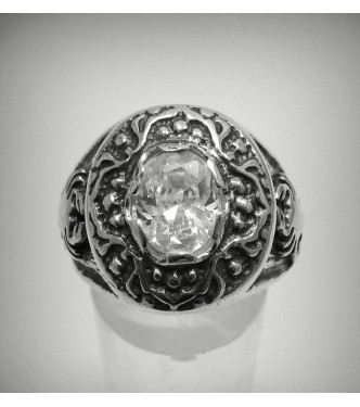 R001231 Sterling Silver Men's Ring Solid 925 Scorpion Cubic Zirconia Handmade