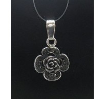 PE000533 Sterling silver pendant charm flower 925 solid