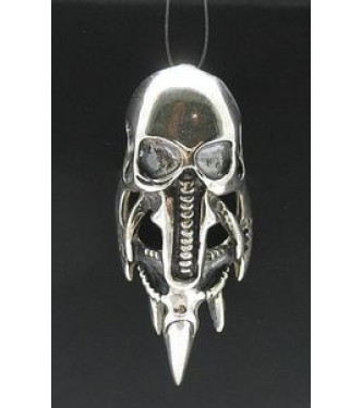 PE000401 Stylish Sterling silver pendant 925 solid alien skull biker
