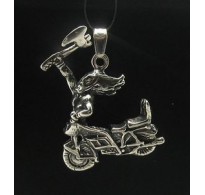 PE000590 Sterling silver pendant Biker axe Motorcycle solid 925