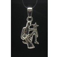 PE000586 Sterling silver pendant charm zodiac sign aquarius solid 925